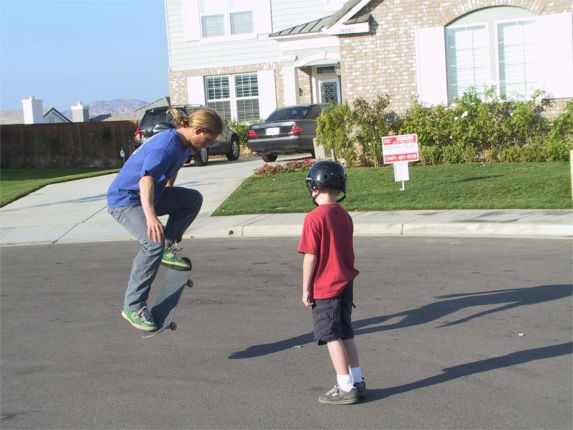 Bowen demonstrating an 'ollie'.