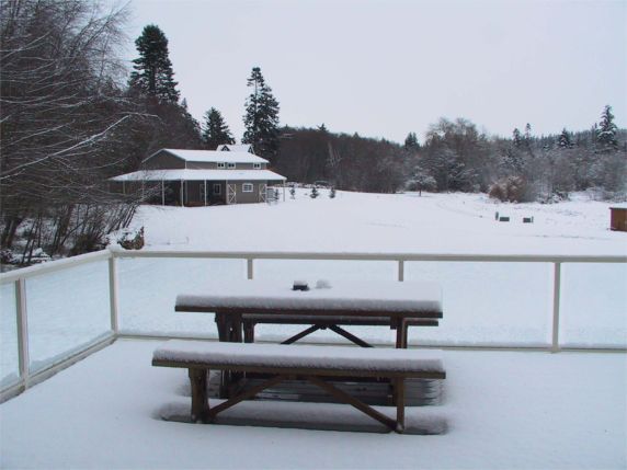 Snow on the deck.