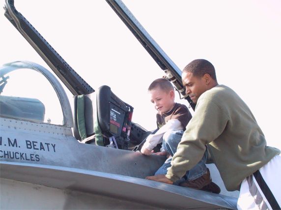 Justin investigates the cockpit.
